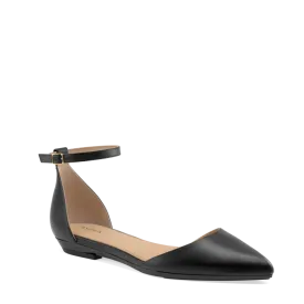 The D'Orsay - Coal Satin Flat