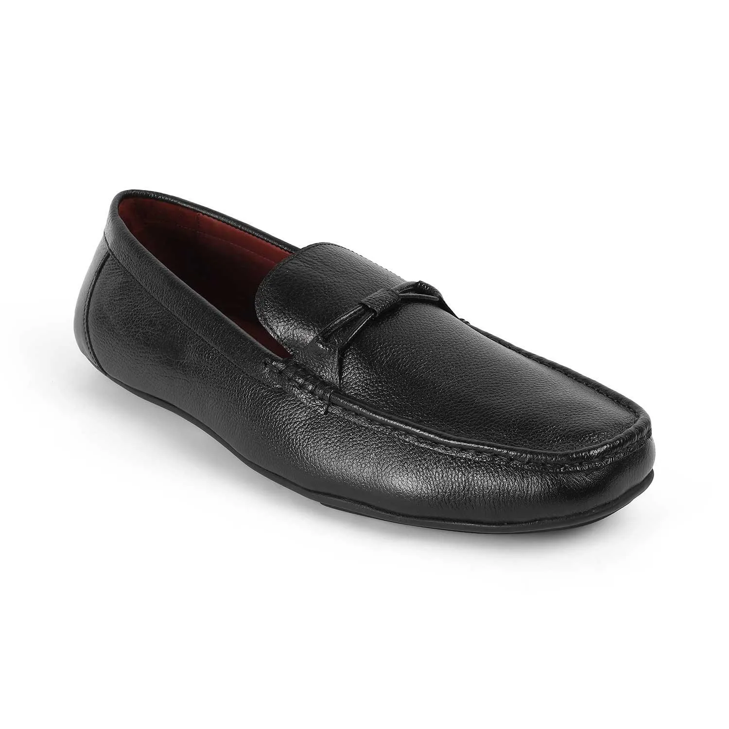 Tresmode Event Black Men's Leather Driving Loafers