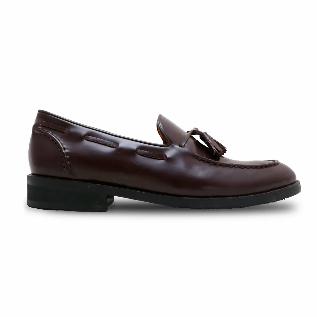 VELVET TASSEL LOAFERS MOC TOE MATTE BROWN