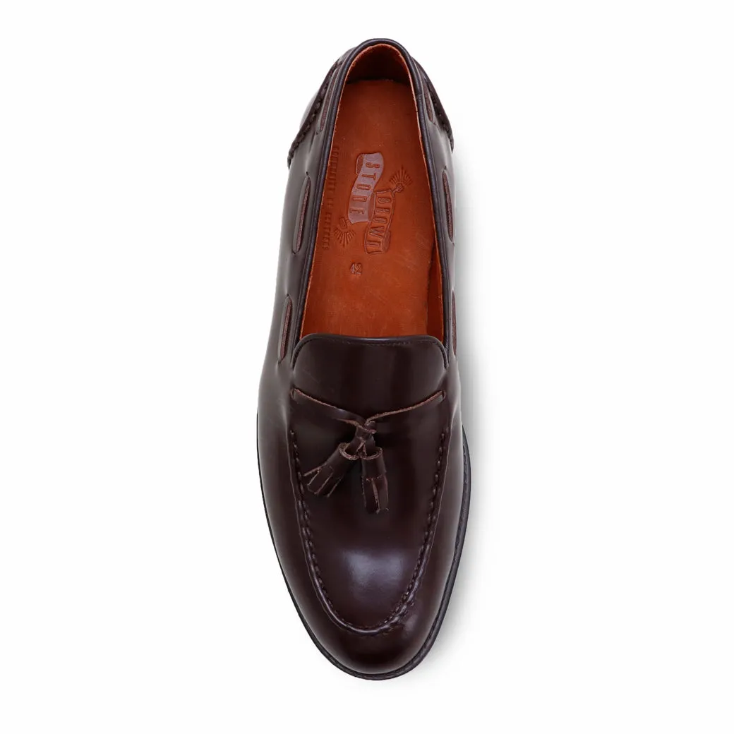 VELVET TASSEL LOAFERS MOC TOE MATTE BROWN