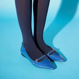 Victoria Flat in Blue Patent