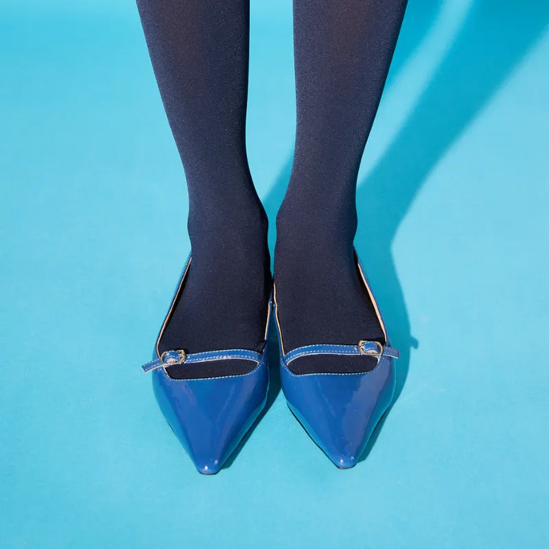 Victoria Flat in Blue Patent