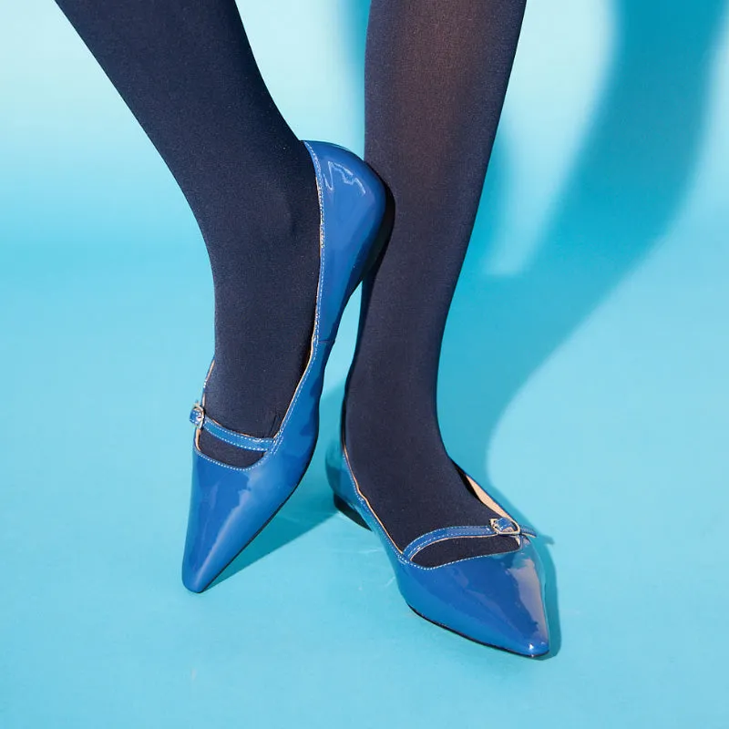 Victoria Flat in Blue Patent