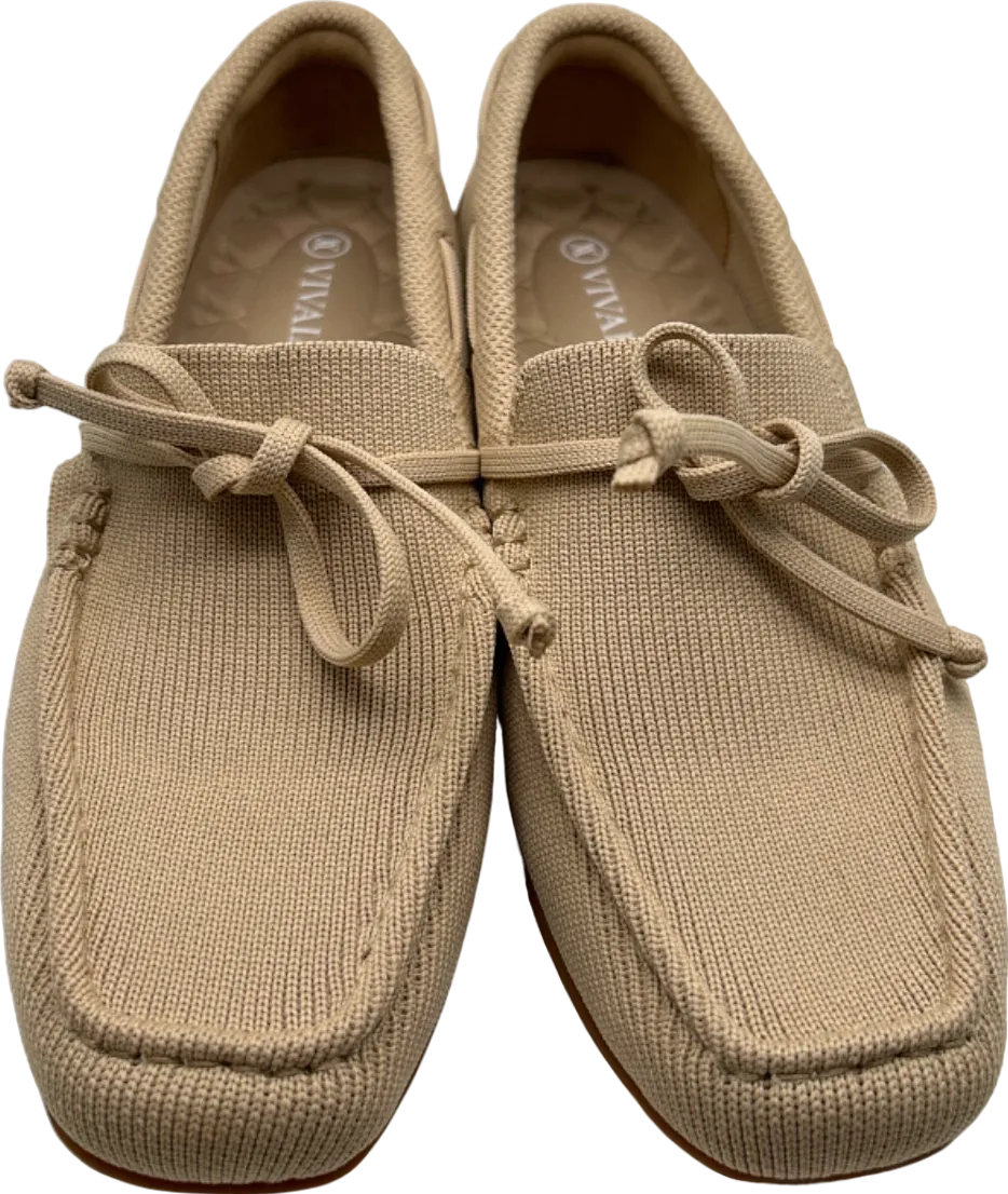 Vivaia Beige Knit Loafers UK 3