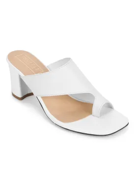 White PU Square Toe Mules