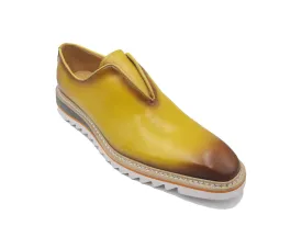 Yellow Carrucci Men's Shoes Laceless Slip-On Loafer with Contrast Color Style No: K55S0-08