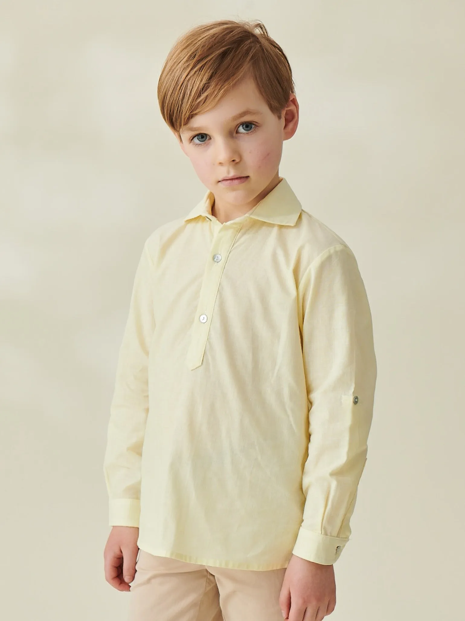 Yellow Miguel Linen Mix Boy Shirt